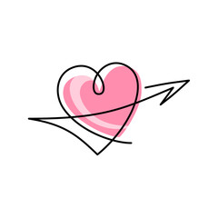 continuous line of love and arrows