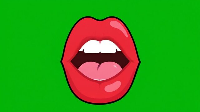 Cartoon mouth animation on green screen for communication concepts