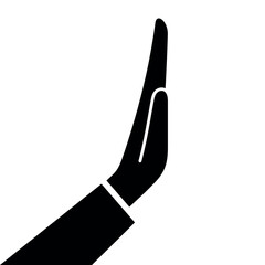 The "stop" gesture icon or greetings, which depicts a hand raised, palm forward. It's used to indicate a halt, prohibition, or refusal. The gesture signifies enough or wait, stop, or enough. 