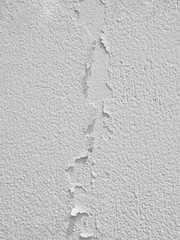 Obraz premium Background of fine peeling on the plaster of a roughcast wall. Texture peeling and cracking on the roughcast wall surface due to moisture problems due to improper surface preparation before painting.