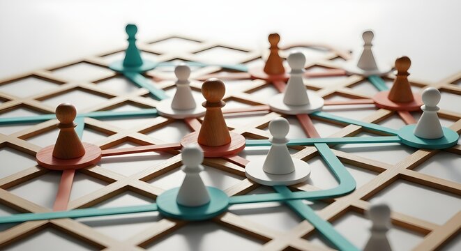 Se ilustra una red abstracta de humanos conectados, destacando el papel de una plataforma impulsada por IA en el reclutamiento de ensayos cl&iacute;nicos y el an&aacute;lisis de datos, impulsando la colaboraci&oacute;n, l