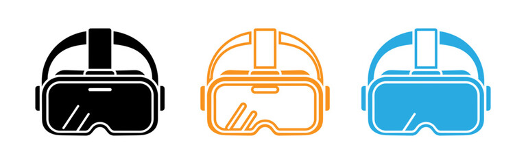 Fototapeta premium Virtual reality headsets in black orange and blue
