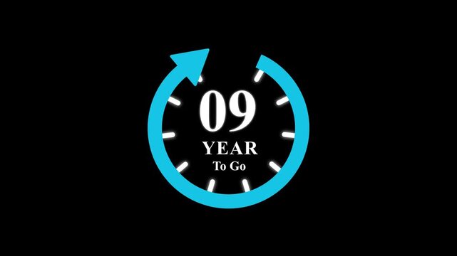 9 years to go, icon, stile, timer, countdown, Count time display with numbers. business, sale, label button ,promotion clock signs business and Motion graphics of year concept