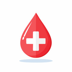 Fototapeta premium Blood drop with white cross symbol, healthcare and medical donation concept, isolated illustration
