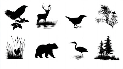 set of animals silhouettes