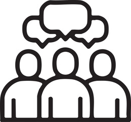 Obraz premium Group discussion with speech bubbles a simple line art silhouette