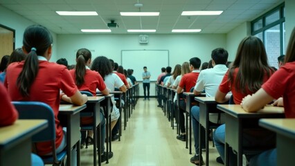 The educational scene of the red classroom