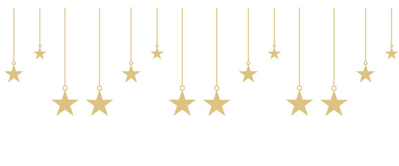 Golden stars hanging from chains on a white background. Hanging Star for Islamic Header Decoration Element Vector illustration © Hendra