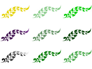 Fototapeta premium Elegant 9-Color Thai Floral Vine & Leaf Graphic Set