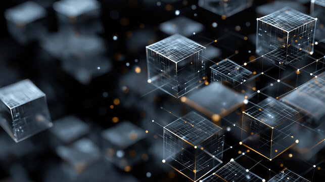 A modern abstract background representing blockchain structure and decentralized digital systems.