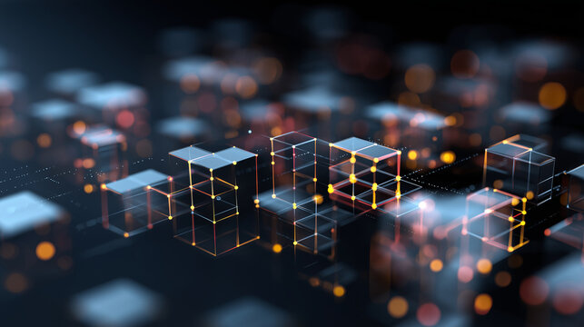A modern abstract background representing blockchain structure and decentralized digital systems.
