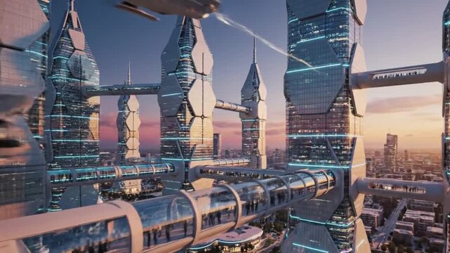 Futuristic urban architecture with modular building design