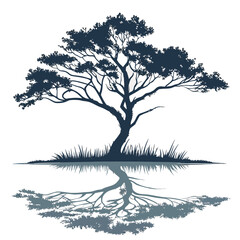 Obraz premium Reflective tree silhouette