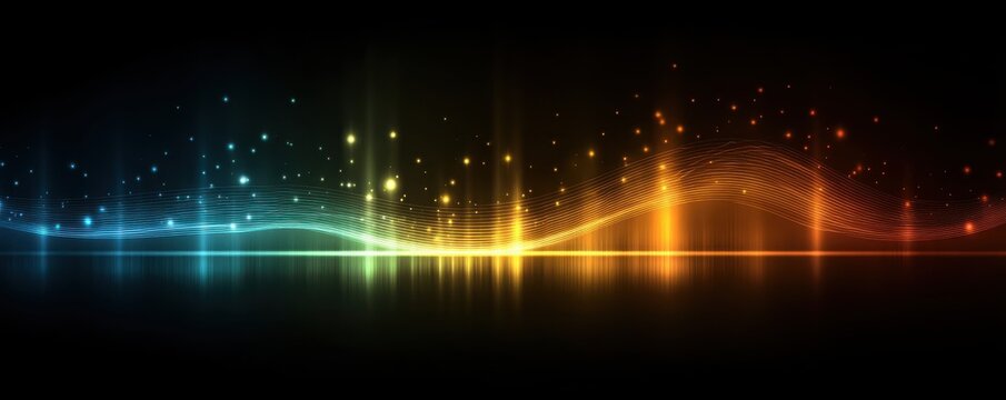 Abstract spectrum light wave background for presentation with neon glow and colorful energy