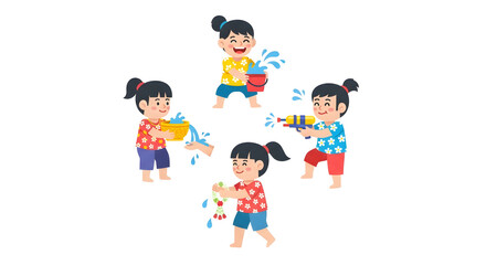 Fototapeta premium Group of Children Playing with Water.