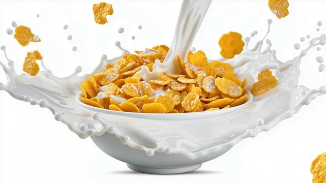pouring milk into cornflakes