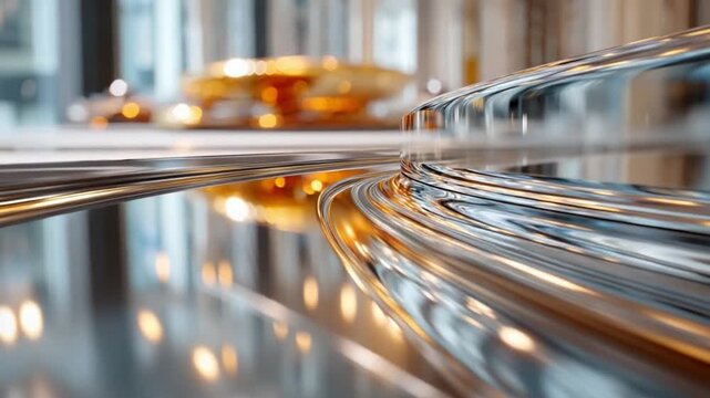 Abstract Architecture: A captivating interplay of light and form within a modern architectural design, featuring sleek, reflective surfaces and elegant lines. 