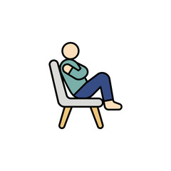Fototapeta premium Person Sitting on Chair with Crossed Arms Vector Icon