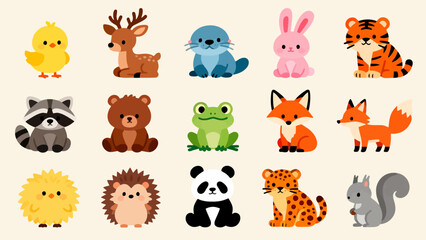 Obraz premium Cute cartoon animals collection