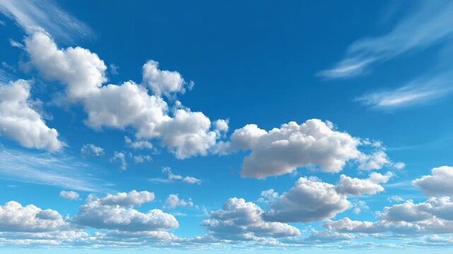 Azure Canvas: The canvas of the sky is painted with fluffy clouds, creating a scene of serenity and endless possibility. This image embodies tranquility and the boundless nature of the atmosphere.