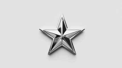 Obraz premium Polished chrome star emblem with sharp edges on a clean white background