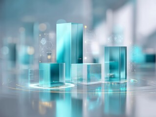 Modern 3D glass business data visualization elements