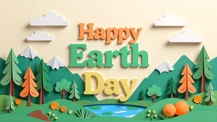 Happy Earth Day Forest Landscape Celebration Banner