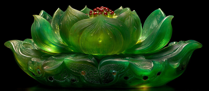 jade stone carving lotus flower
