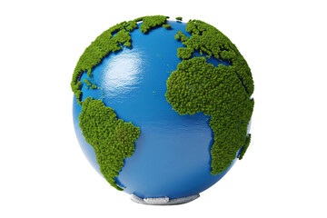 Fototapeta premium 3d rendering of earth with lush green continents isolated on transparent background