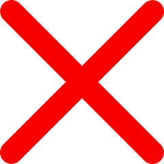 Obraz premium Bold red x mark on a black background symbolizing error or incorrect action isolated on transparent background