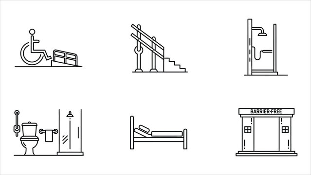 Home accessibility and disability equipment icons.eps