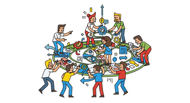 High-Performing Team Navigating Complex Business Processes for Optimized Workflow and Continuous Improvement