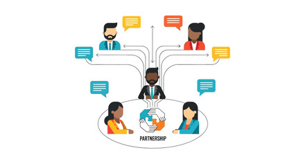 Strategic Team Synergy Diagram Illustrating Communication Flow and Partnership Goals