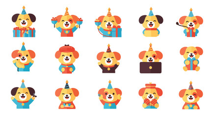 Obraz premium Set of Funny Dogs for Birthday Celebration