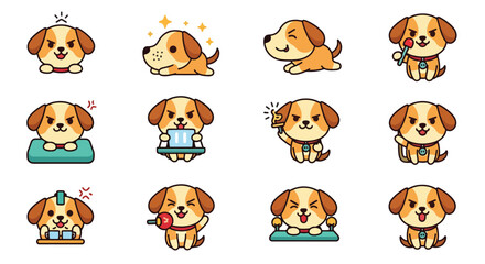 Fototapeta premium Set Of Adorable Puppy Cartoon Character Designs