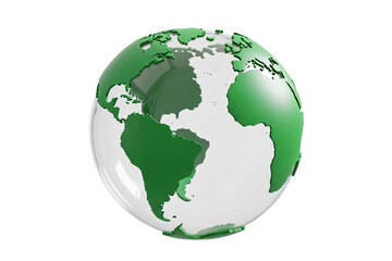 Fototapeta premium 3d green and white globe isolated on transparent background