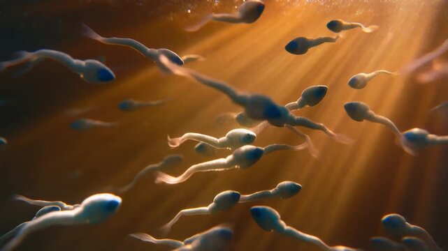Spermatozoa Swimming Toward Light Conception Fertilization Race