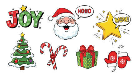Fototapeta premium Festive Christmas Elements with Santa Claus and Decorations