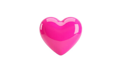 Fototapeta premium A vibrant glossy pink heart shape with smooth reflections perfect for designs on transparent background