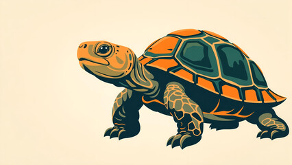 Colorful Turtle Illustration in Vintage Style