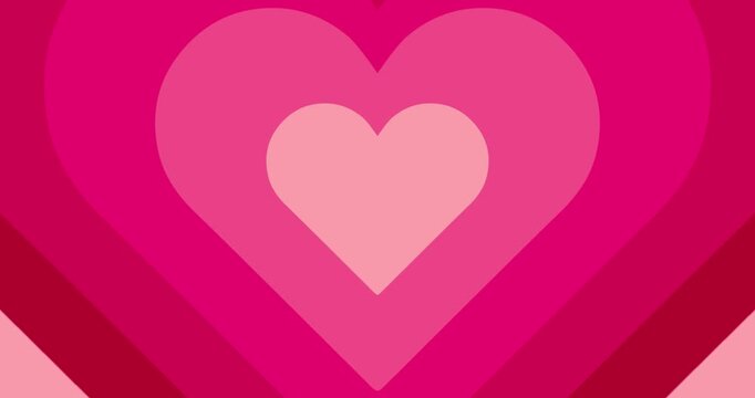 Valentine's Day card with hearts and French text "Joyeuse Saint Valentin". On moving hypnotic Hearts background and pretty typography. Seamless Psychedelic hearts for Valentines day concept. 