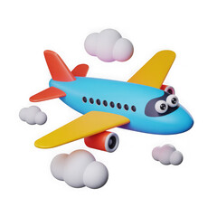 Naklejka premium Colorful 3d airplane icon isolated on transparent background