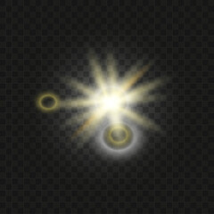 Fototapeta premium Bright lens flare light glow effect transparent vector background element