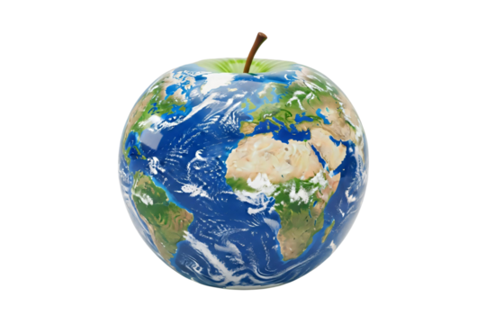 Globe shaped like an apple isolated on transparent background - Powered by Adobe