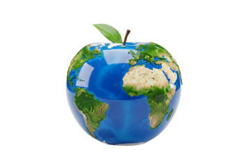Globe shaped like an apple isolated on transparent background