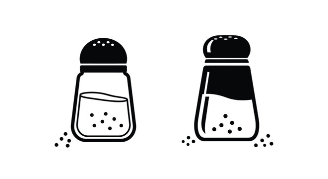 Simple black and white illustration of salt and pepper shakers silhouette