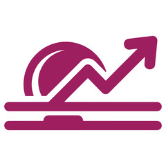 Growth Chart Icon with Upward Trend Line and Sunrise Background