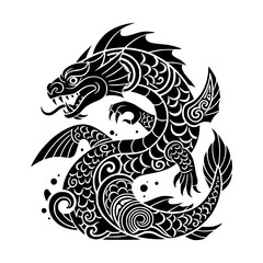 Obraz premium Maori Taniwha, Flat design, black and white