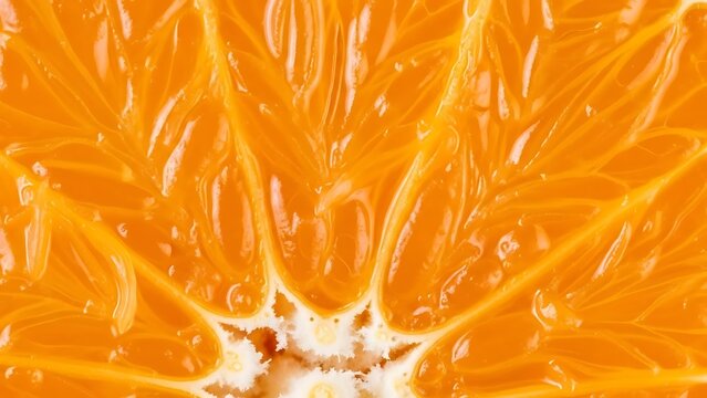 Striking macro of orange slice reveals vibrant, juicy, and succulent texture