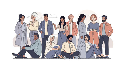 Obraz premium Diverse People Engaging in Various Social Interactions and Activities Together in a Casual Setting Illustration